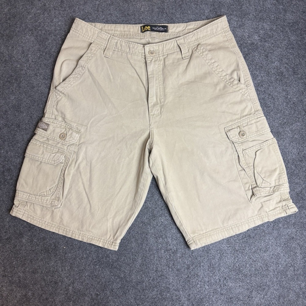 Lee Men's Khaki Cargo‎ Shorts Size 32 Beige Utility Outdoor Casual.   A10